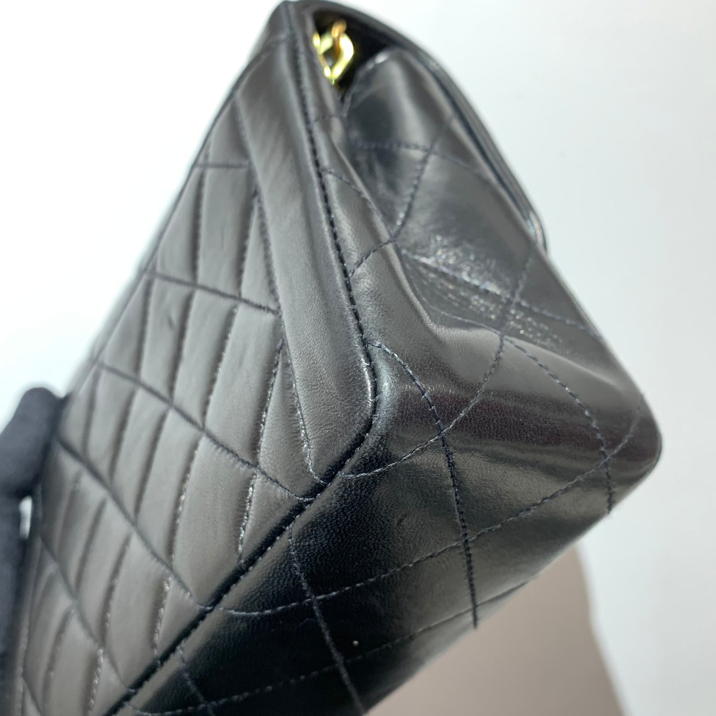 Chanel 1994-1996 Black Lambskin Mini Square Flap Handbag 17