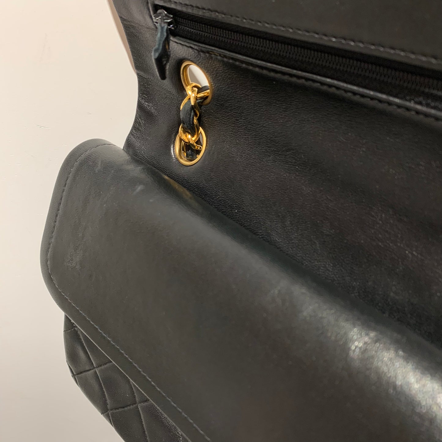 Chanel 1996-1997 Black Lambskin Medium Classic Double Flap Shoulder Bag