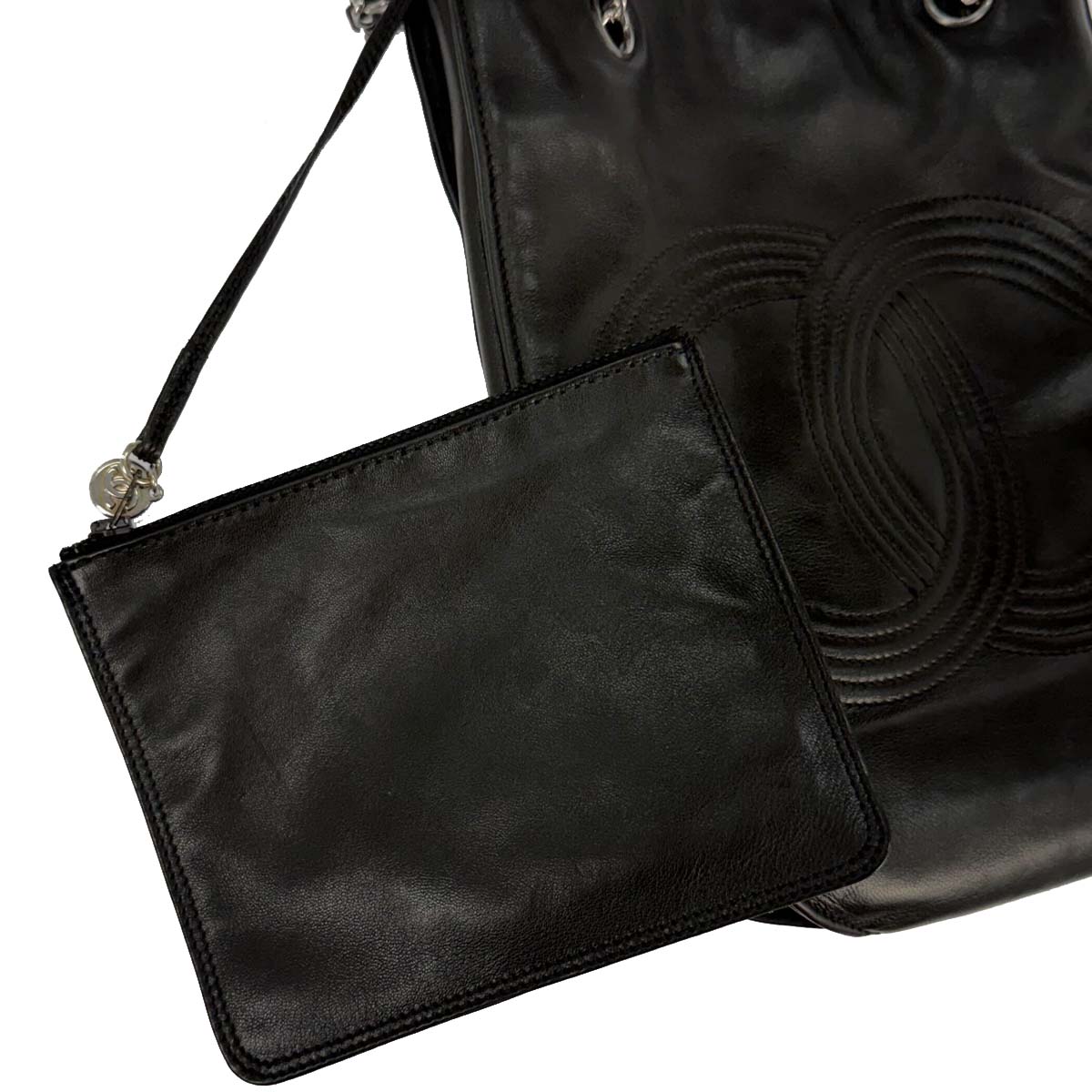 Chanel 1996-1997 Black Lambskin Chain Shoulder Bag