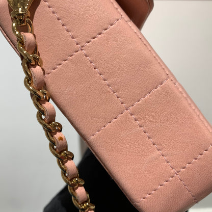 Chanel 2003-2004 Pink Lambskin East West Choco Bar Shoulder Bag