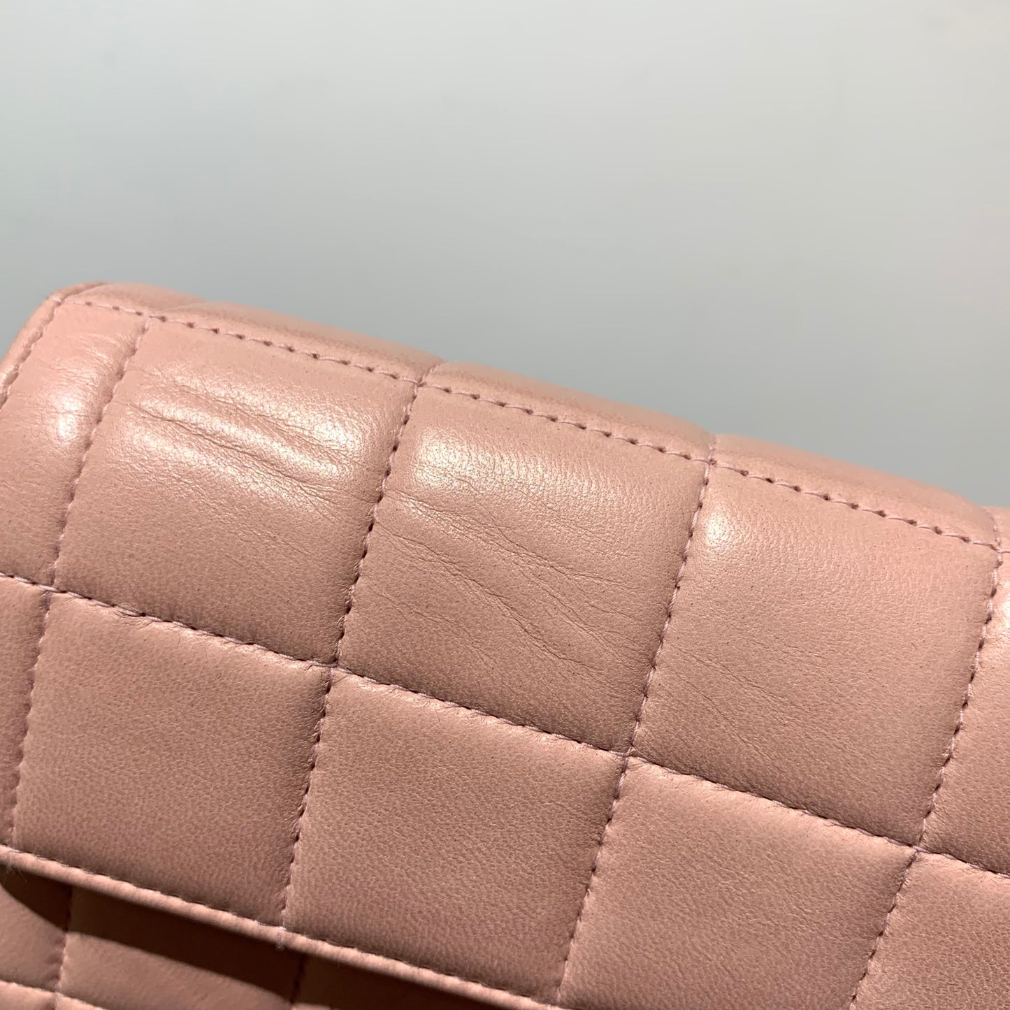 Chanel 2003-2004 Pink Lambskin East West Choco Bar Shoulder Bag