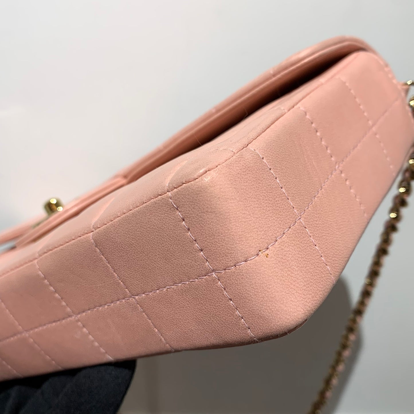 Chanel 2003-2004 Pink Lambskin East West Choco Bar Shoulder Bag