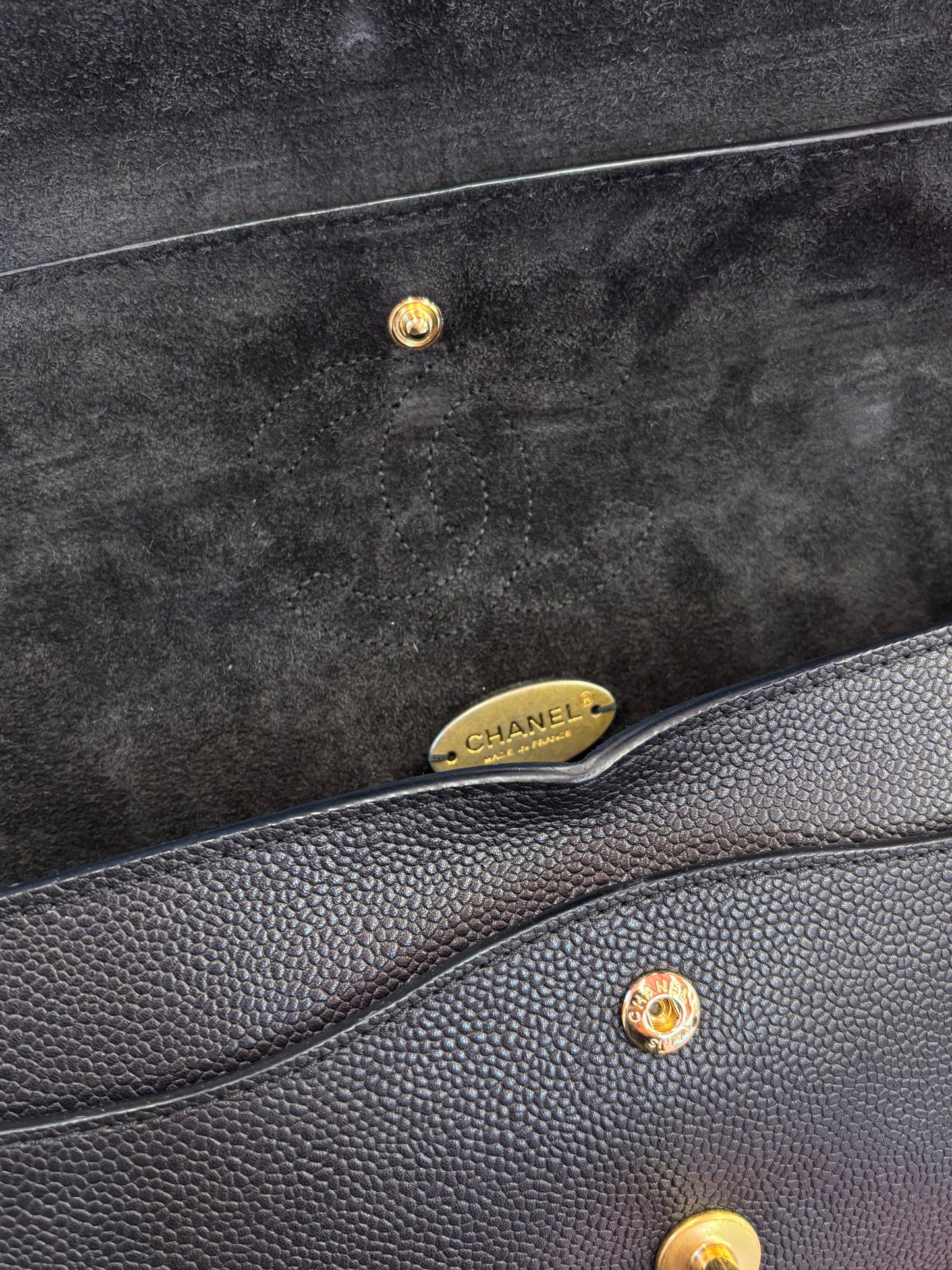 Chanel 2017 Black Caviar Medium Classic Double Flap Shoulder Bag