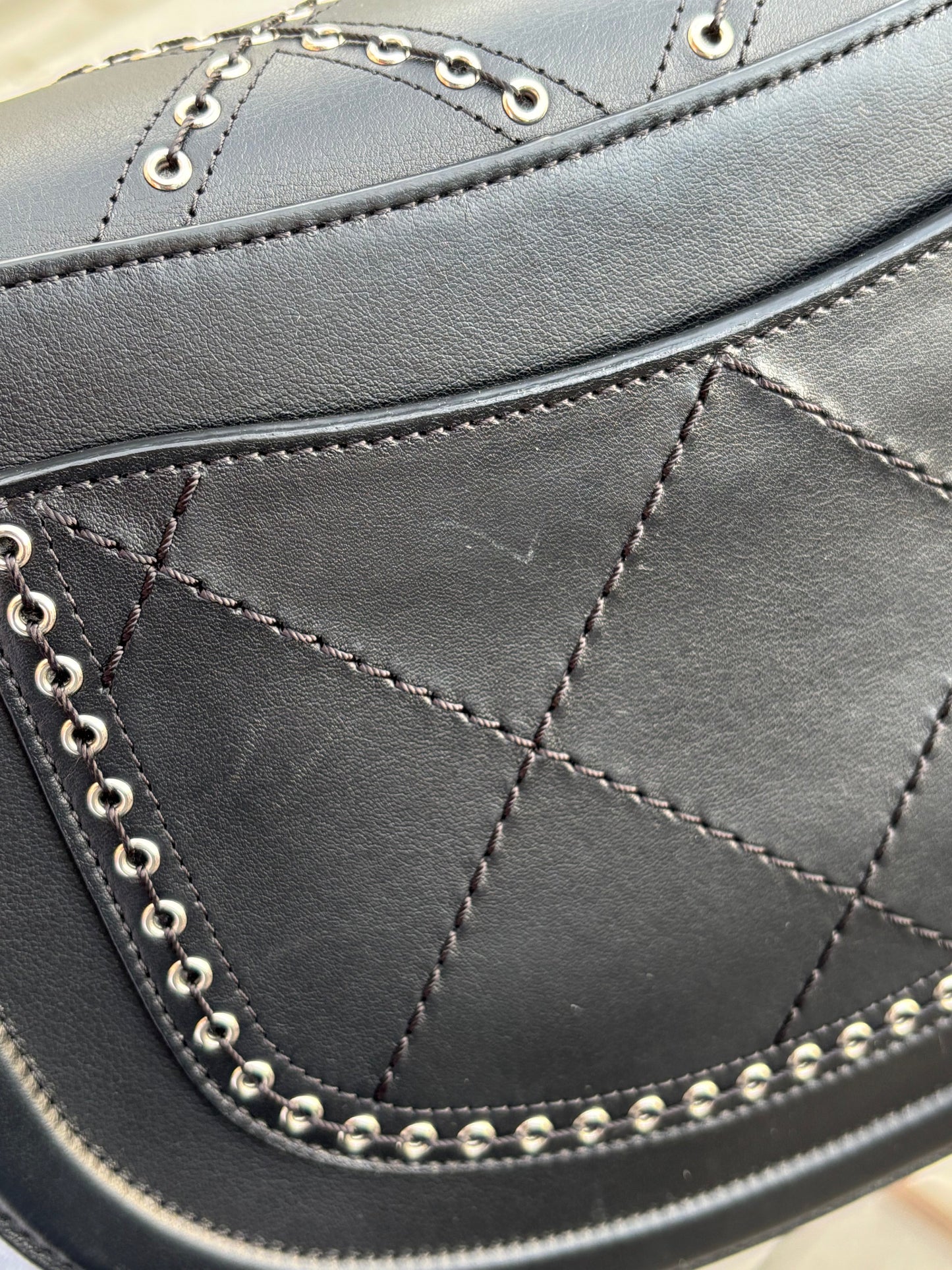 Chanel 2018 Black Calfskin Coco Eyelets Round Flap Shoulder Bag