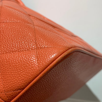 Chanel 2003-2004 Orange Caviar Medallion Tote Handbag