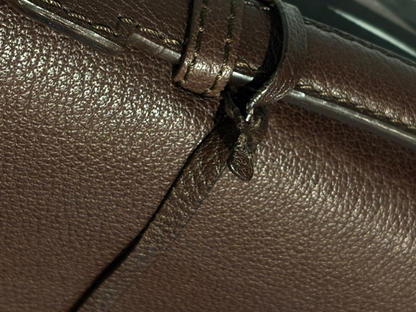 Loewe Brown Leather Briefcase 2way Shoulder Business Handbag