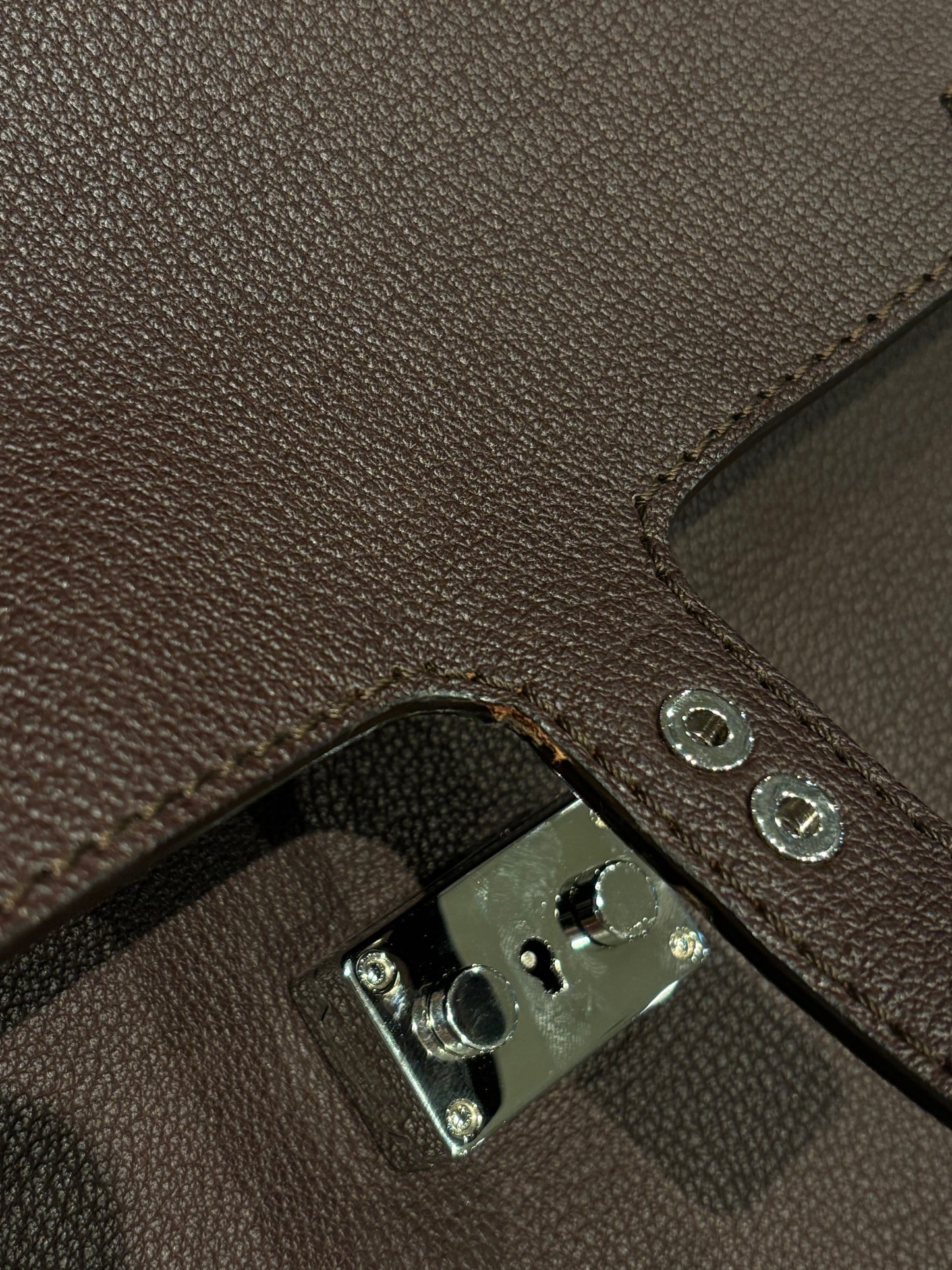 Loewe Brown Leather Briefcase 2way Shoulder Business Handbag