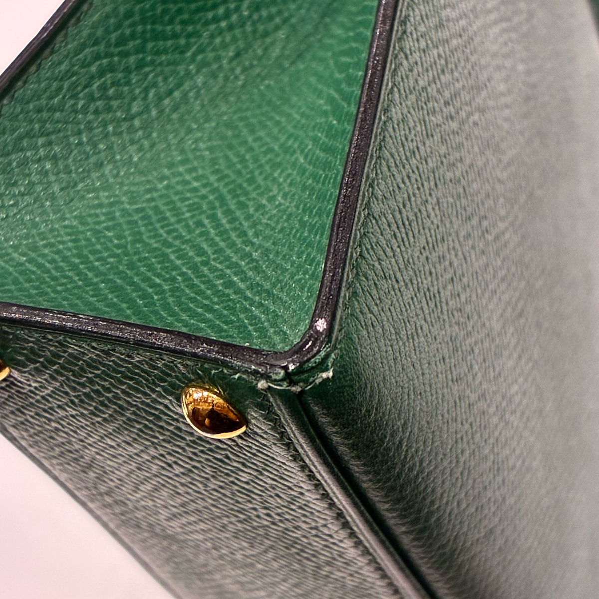 Hermes Green Courchevel Mini Kelly 15 2way Sellier Shoulder Handbag