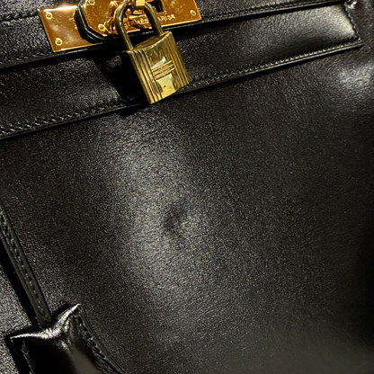 Hermes Black Box Calf Kelly 32 Sellier 2way Shoulder Handbag