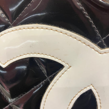 Chanel Black Patent Leather Heart Vanity Handbag