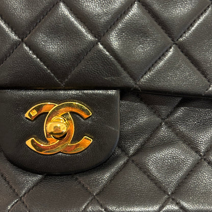 Chanel 1996-1997 Black Lambskin Medium Classic Double Flap Shoulder Bag