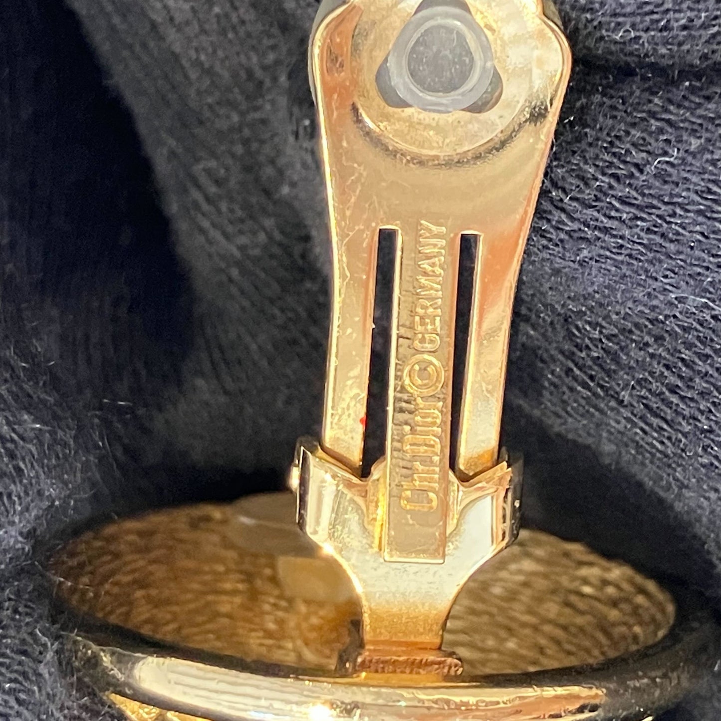 Christian Dior Button Earrings Clip-On Gold