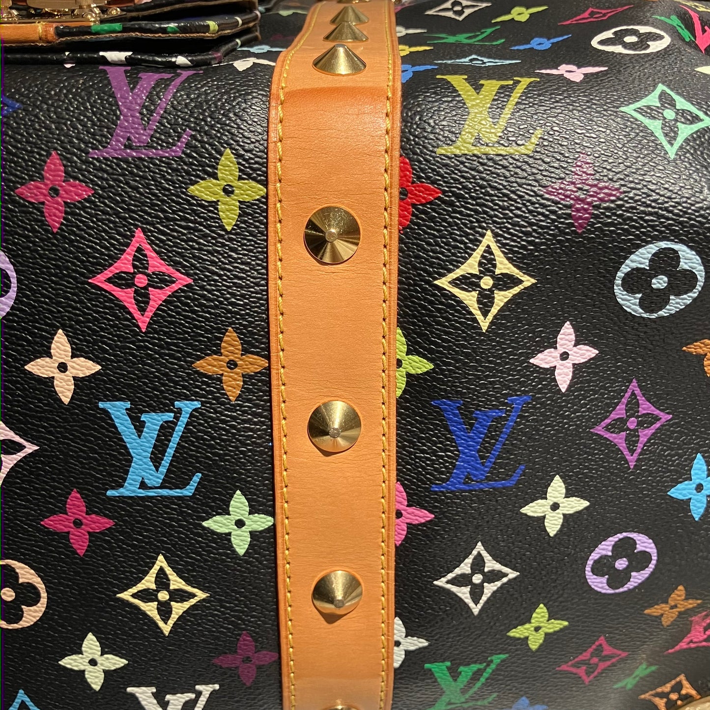 Louis Vuitton 2003 Black Monogram Multicolor Keepall 45 Handbag M92640