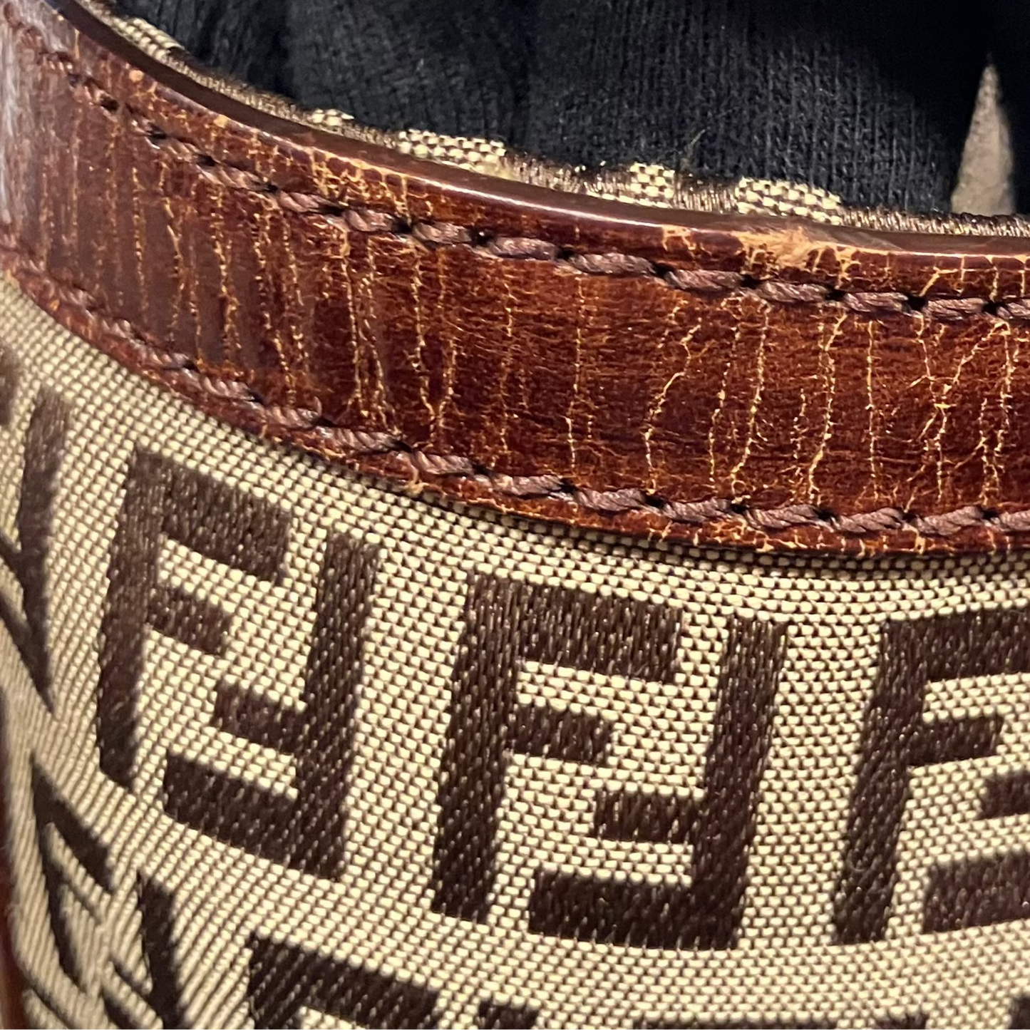 Fendi Brown Canvas Zucchino Tote Handbag