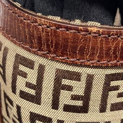 Fendi Brown Canvas Zucchino Tote Handbag