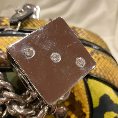 Christian Dior * Yellow Python Gambler Dice Bowler Bag
