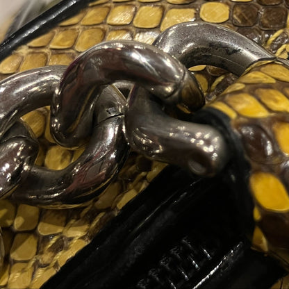 Christian Dior * Yellow Python Gambler Dice Bowler Bag