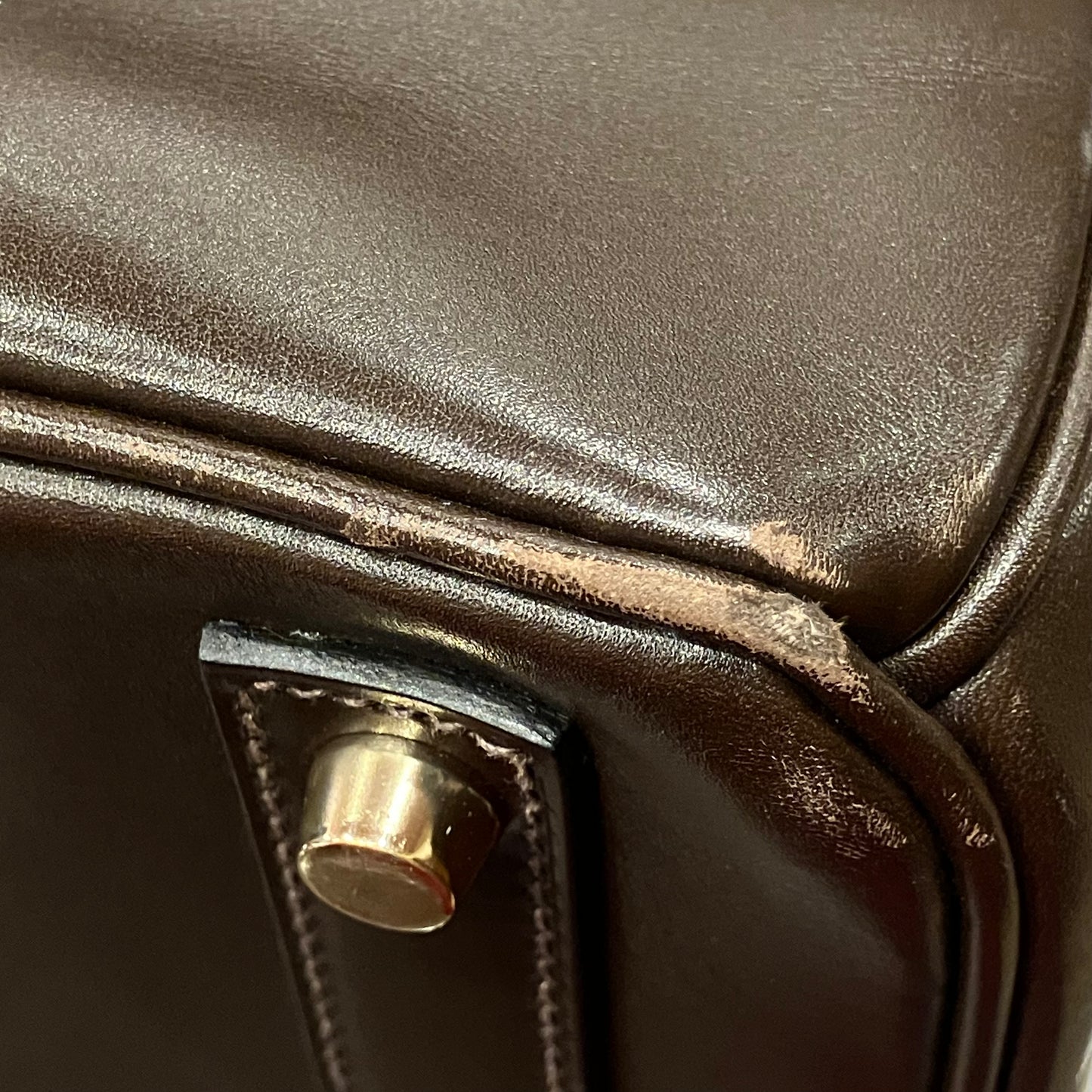 Hermes Chocolat Box Calf Haut a Courroies 32 Handbag