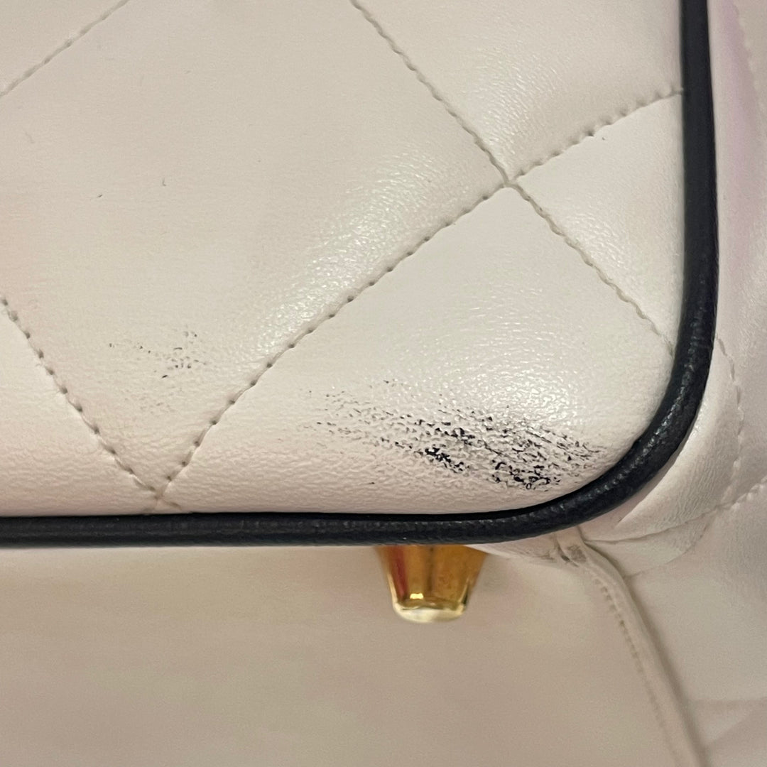 Chanel 1994-1996 White Calfskin Duffle Bowling Bag – AMORE Chanel 1994-1996 White Calfskin Duffle Bowling Bag – AMORE