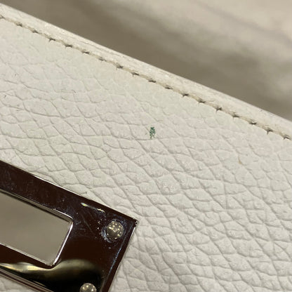 Hermes White Taurillon Clemence Kelly 32 Retourne 2way Shoulder Handbag