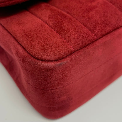 Chanel 1994-1996 Red Suede Shoulder Bag