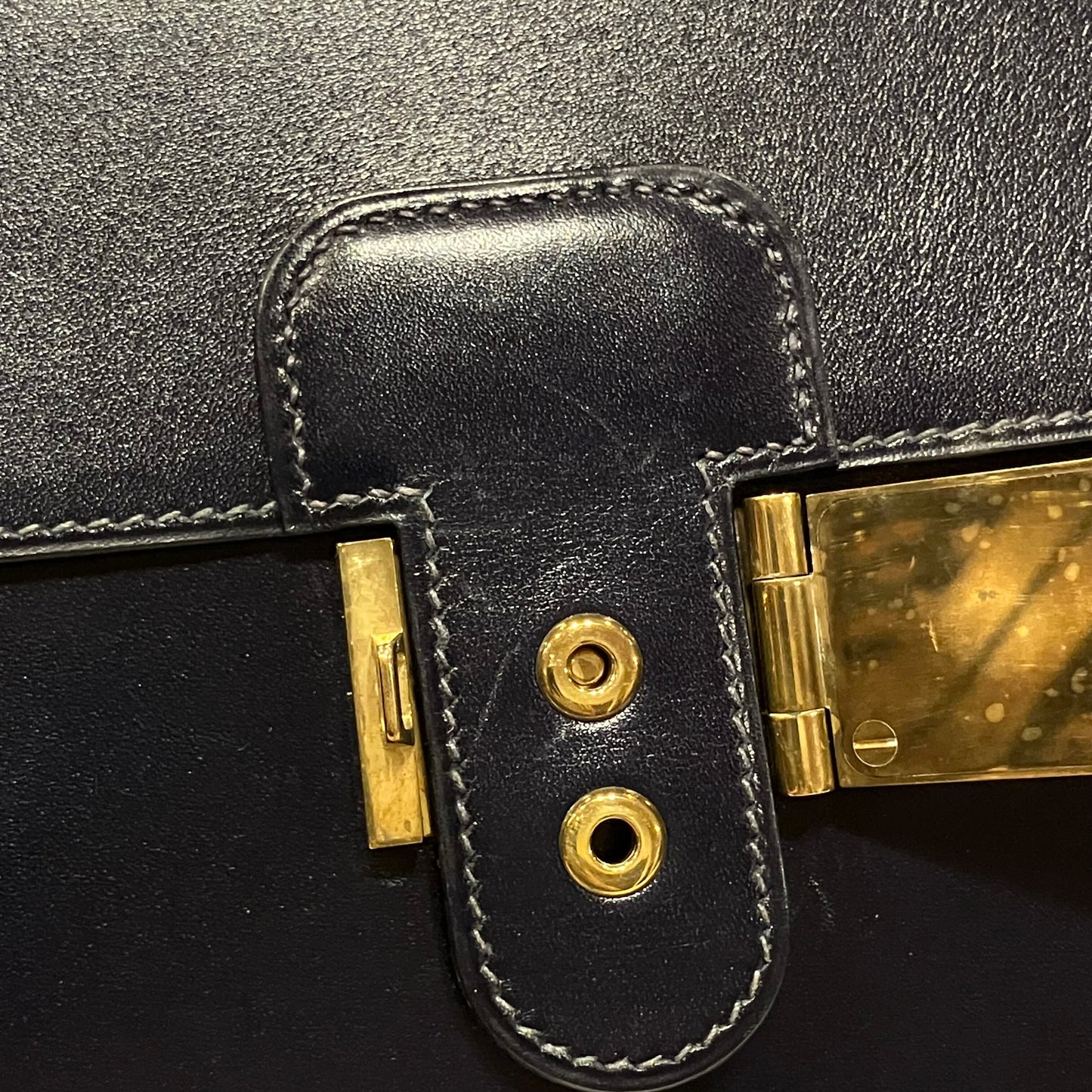 Hermes Blue Navy Box Calf Pochette Jet Clutch Bag