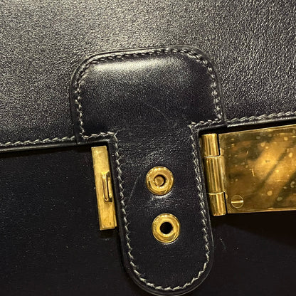 Hermes Blue Navy Box Calf Pochette Jet Clutch Bag