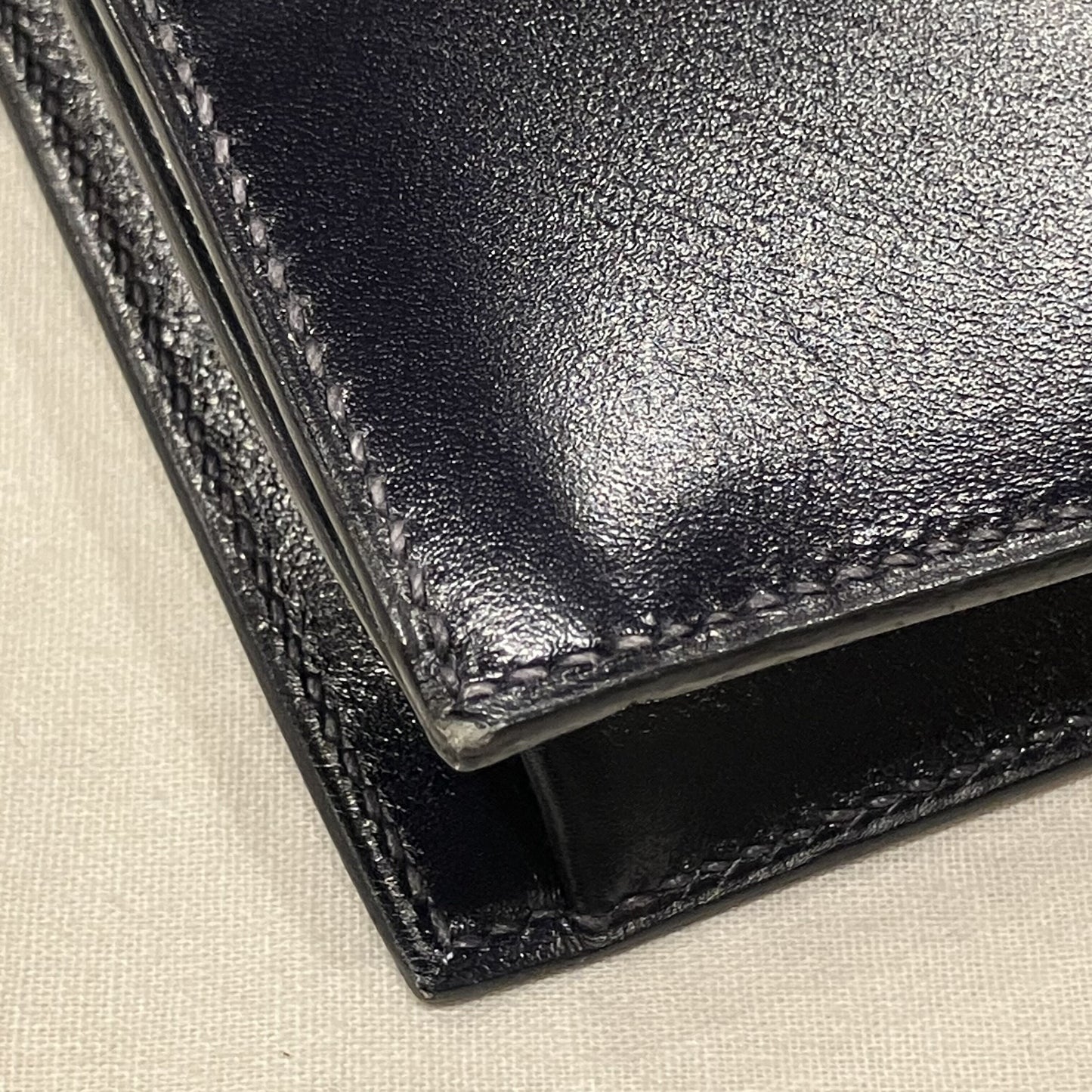 Hermes Blue Navy Box Calf Pochette Jet Clutch Bag