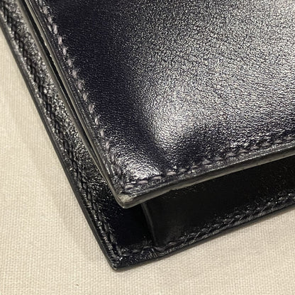 Hermes Blue Navy Box Calf Pochette Jet Clutch Bag