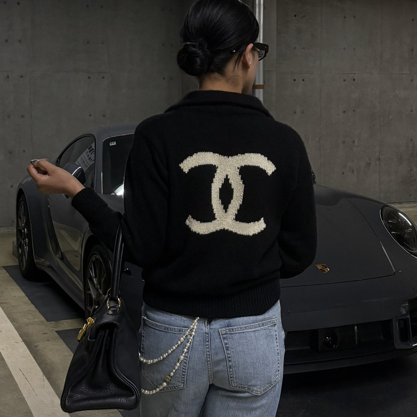Chanel 1996 Cashmere Zip-up Knit Sweater #44