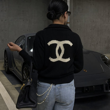 Chanel 1996 Cashmere Zip-up Knit Sweater #44