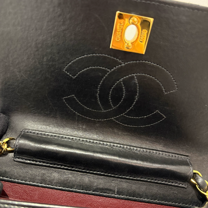Chanel 2004-2005  Black Lambskin Turnlock Mini Full Flap Shoulder Bag