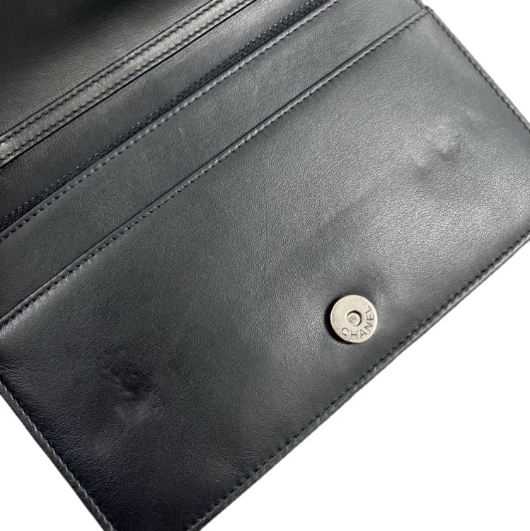 Chanel 2019 Black Lambskin Chevron Tassel WOC Wallet on Chain Shoulder Bag