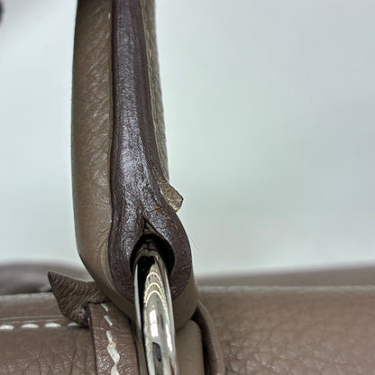 Hermes Etoupe Gray Togo Shoulder Kelly Handbag