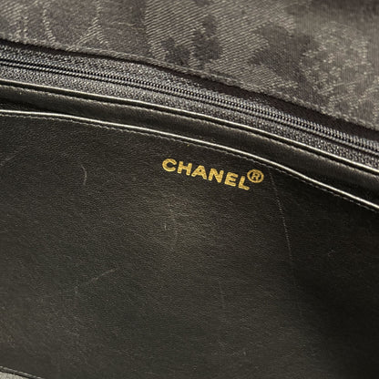 Chanel 1991-1994 Black Cotton Jumbo Mademoiselle Classic Flap Bag