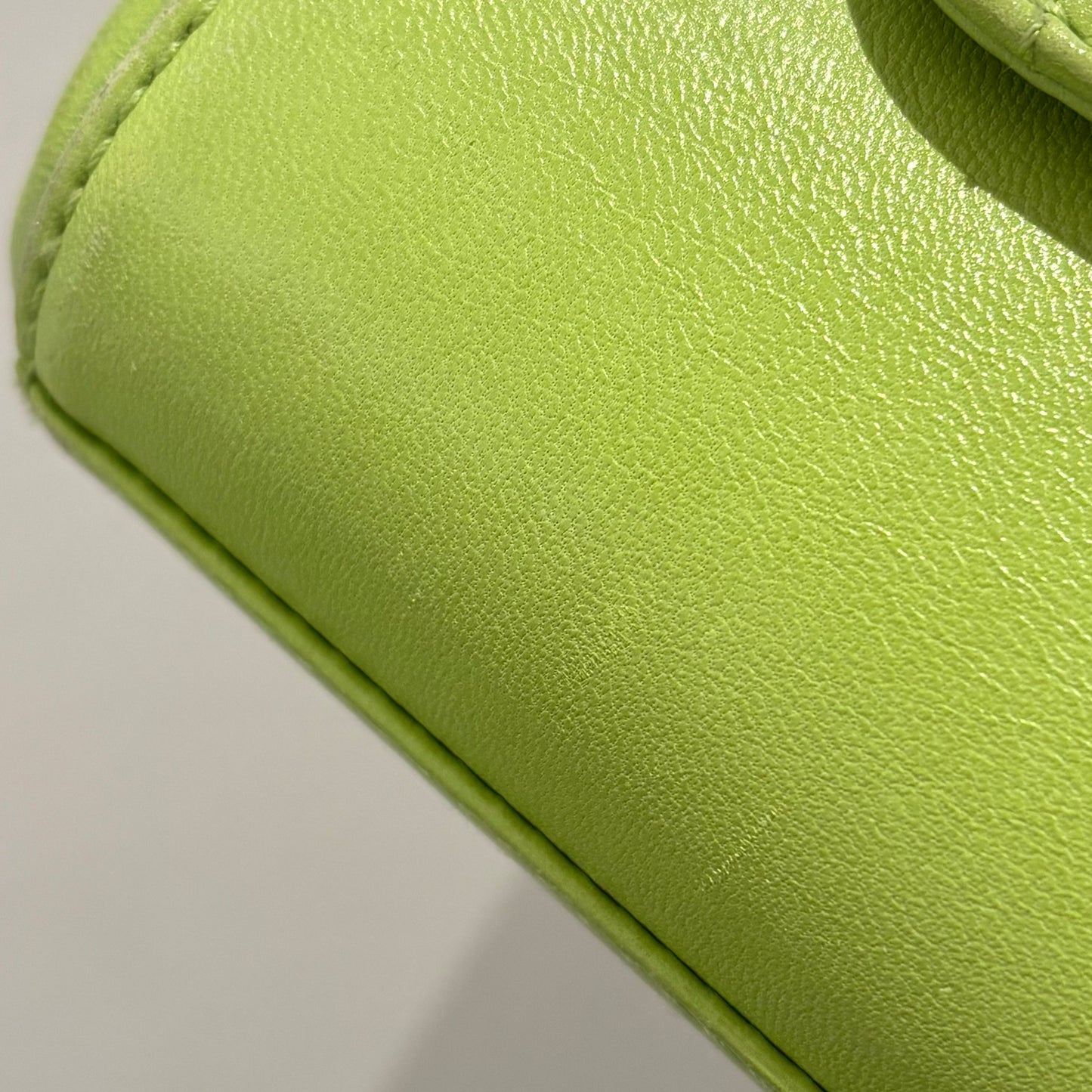 Chanel 2001-2003 Green Lambskin Choco Bar Mademoiselle Lock Shoulder Bag