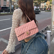 Chanel 2004-2005 Pink Lambskin Medium Classic Double Flap Shoulder Bag