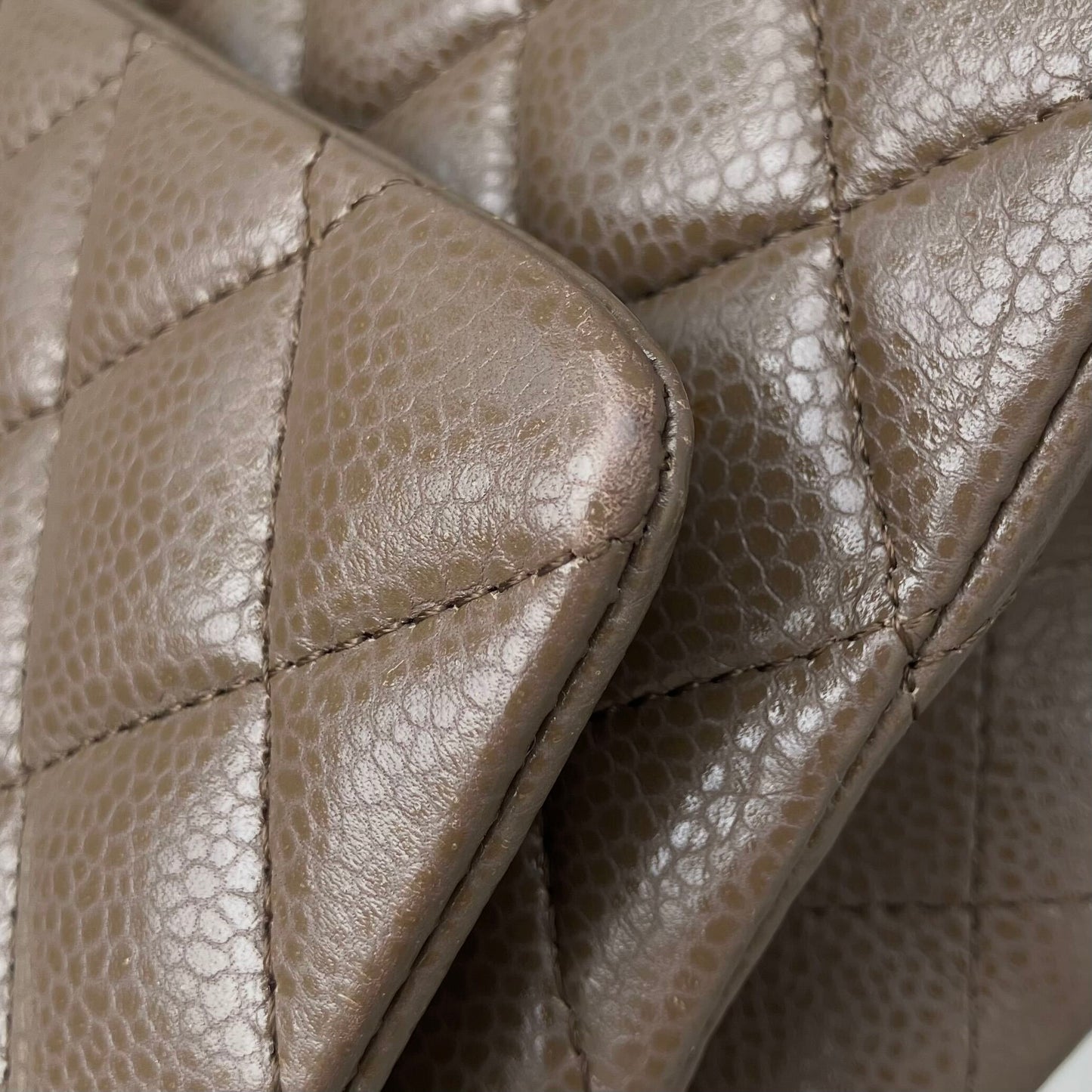 Chanel 2012 Brown Caviar Skin Medium Classic Double Flap Shoulder Bag