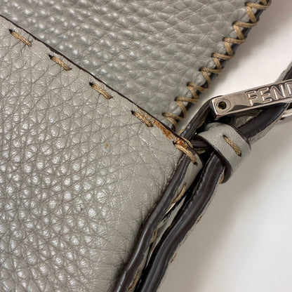 Fendi Selleria Gray Leather Baguette Handbag