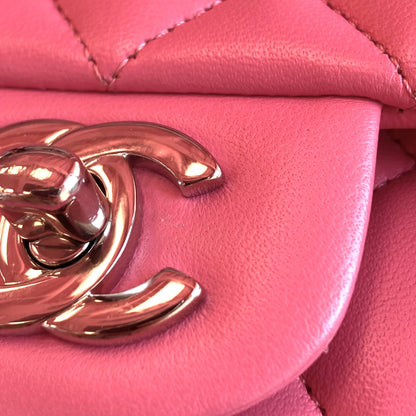 Chanel 2019 Pink Lambskin Medium Classic Double Flap Shoulder Bag