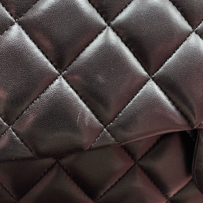 Chanel 2015-2016 Black Lambskin Jumbo Classic Double Flap Shoulder Bag