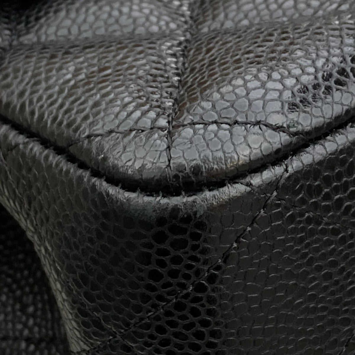 Chanel 2011 Black Caviar Skin Jumbo Classic Double Flap Shoulder Bag