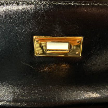 Hermes Black Box Calf Kelly 32 Sellier Handbag