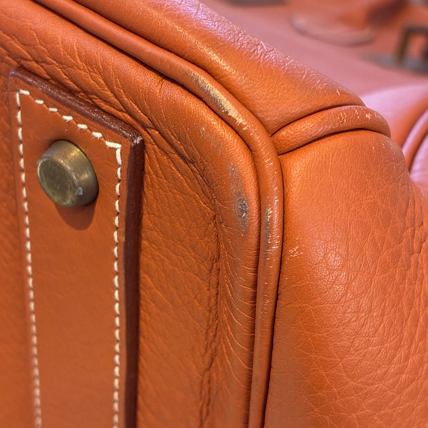 Hermes Brique Taurillon Clemence Haut a Courroies 50 Handbag