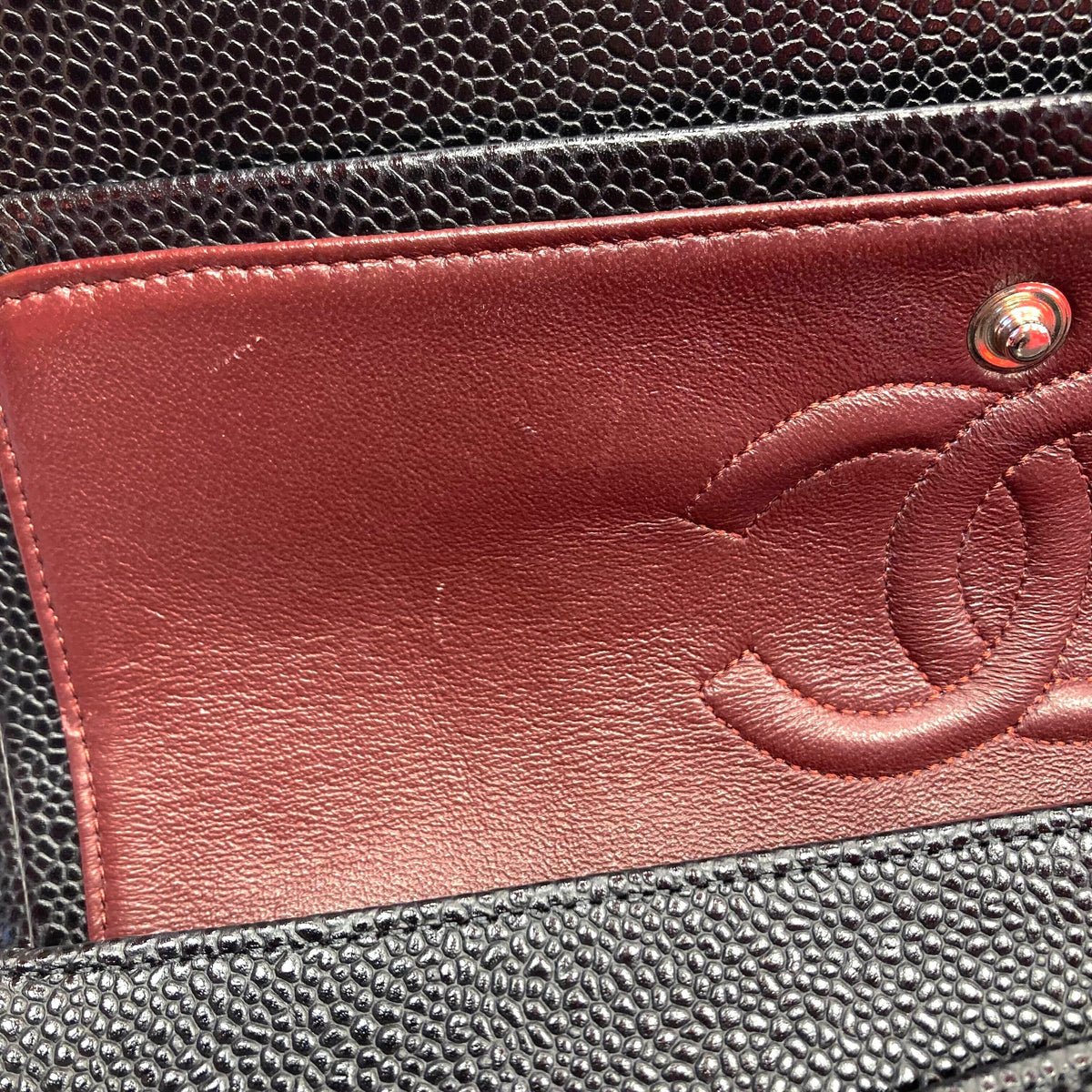Chanel 2012 Black Caviar Skin Small Classic Double Flap Shoulder Bag