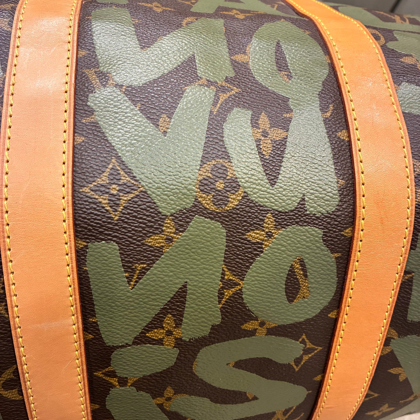 Louis Vuitton Khaki Monogram Graffiti Keepall 50 Duffle Bag M92196