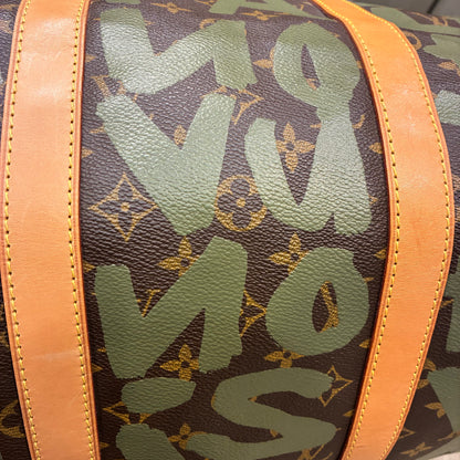Louis Vuitton Khaki Monogram Graffiti Keepall 50 Duffle Bag M92196