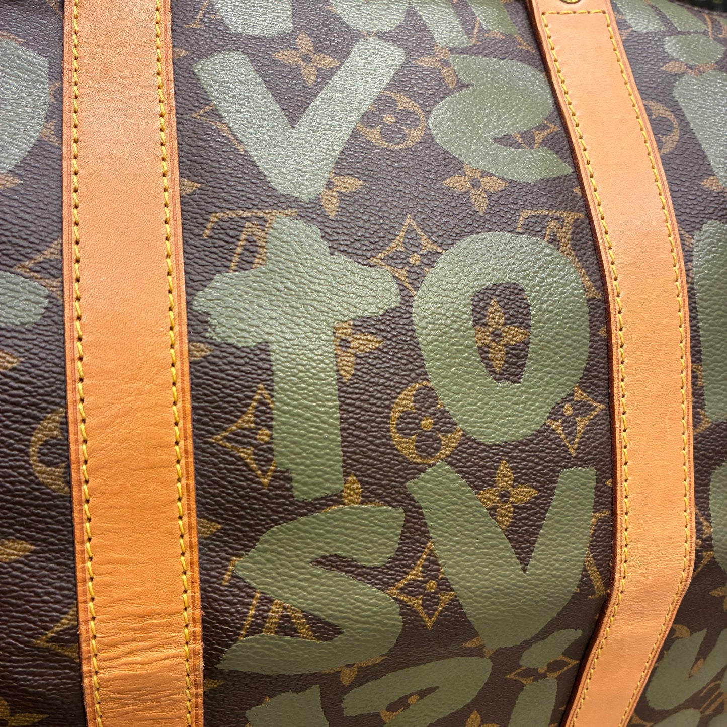 Louis Vuitton Khaki Monogram Graffiti Keepall 50 Duffle Bag M92196