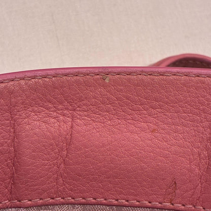 Christian Dior Pink Leather Embroidered Flower Tote Handbag