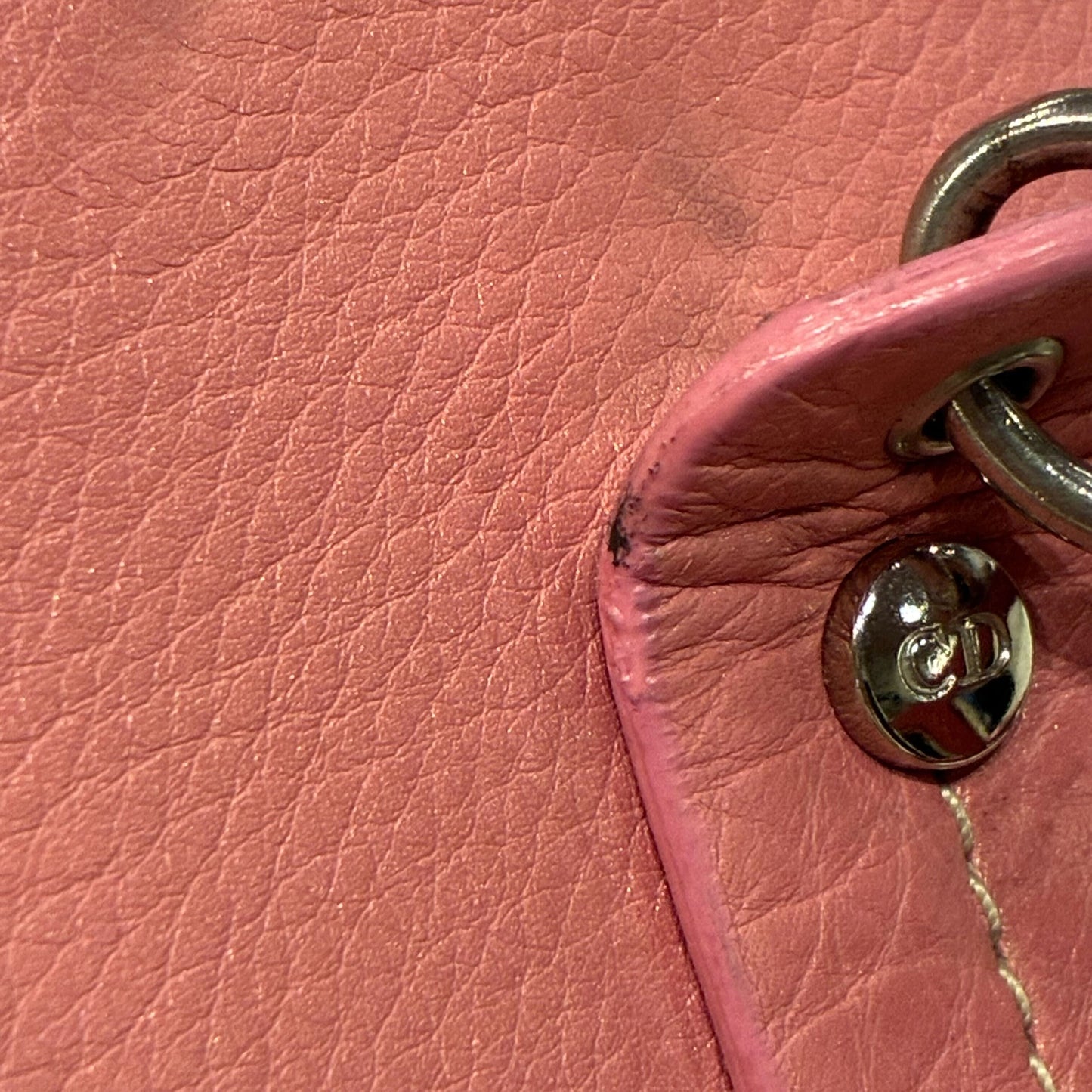 Christian Dior Pink Leather Embroidered Flower Tote Handbag